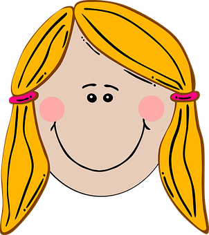 Cartoon Girl Smiling Face Graphic