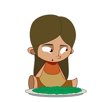 Cartoon Girl Unhappy With Food