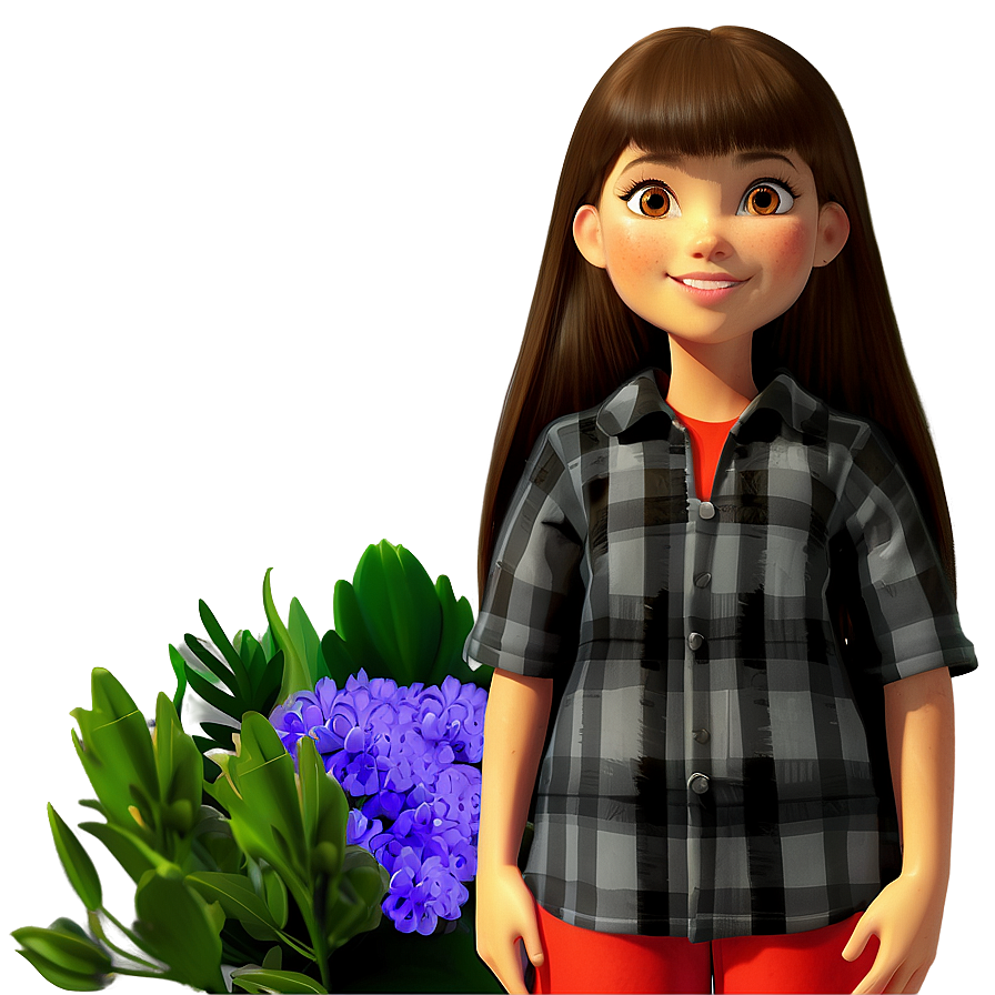 Cartoon Girl With Flowers Png 57