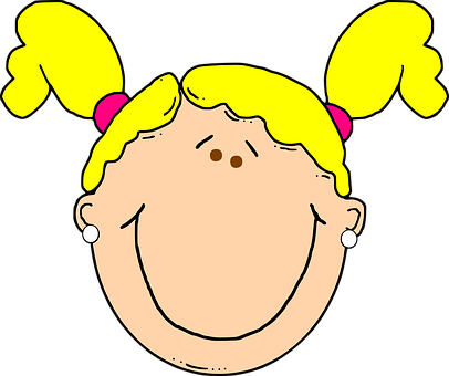 Cartoon Girl Yellow Hair Pigtails