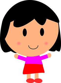 Cartoon Girlin Pinkand Red