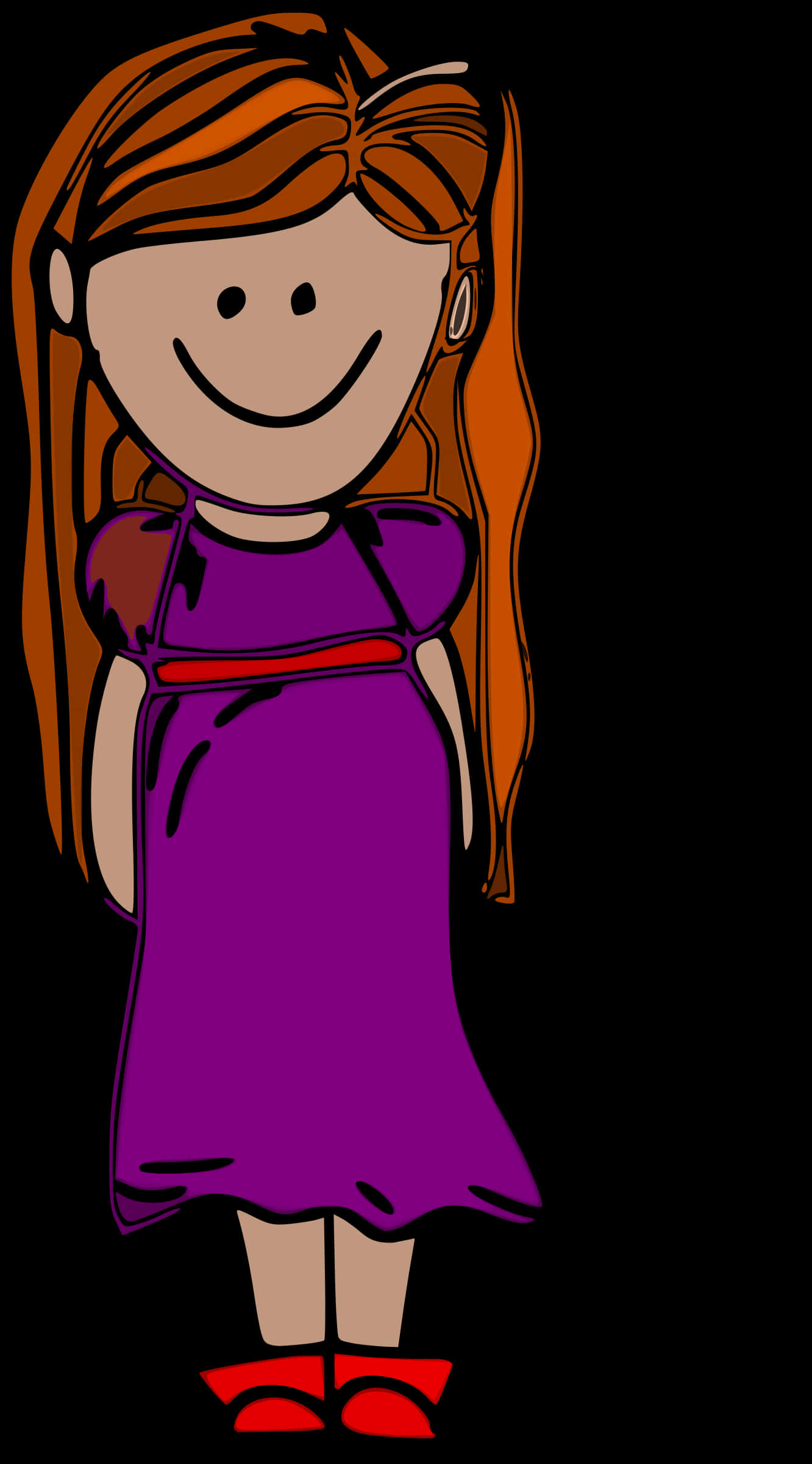 Cartoon Girlwith Long Hair