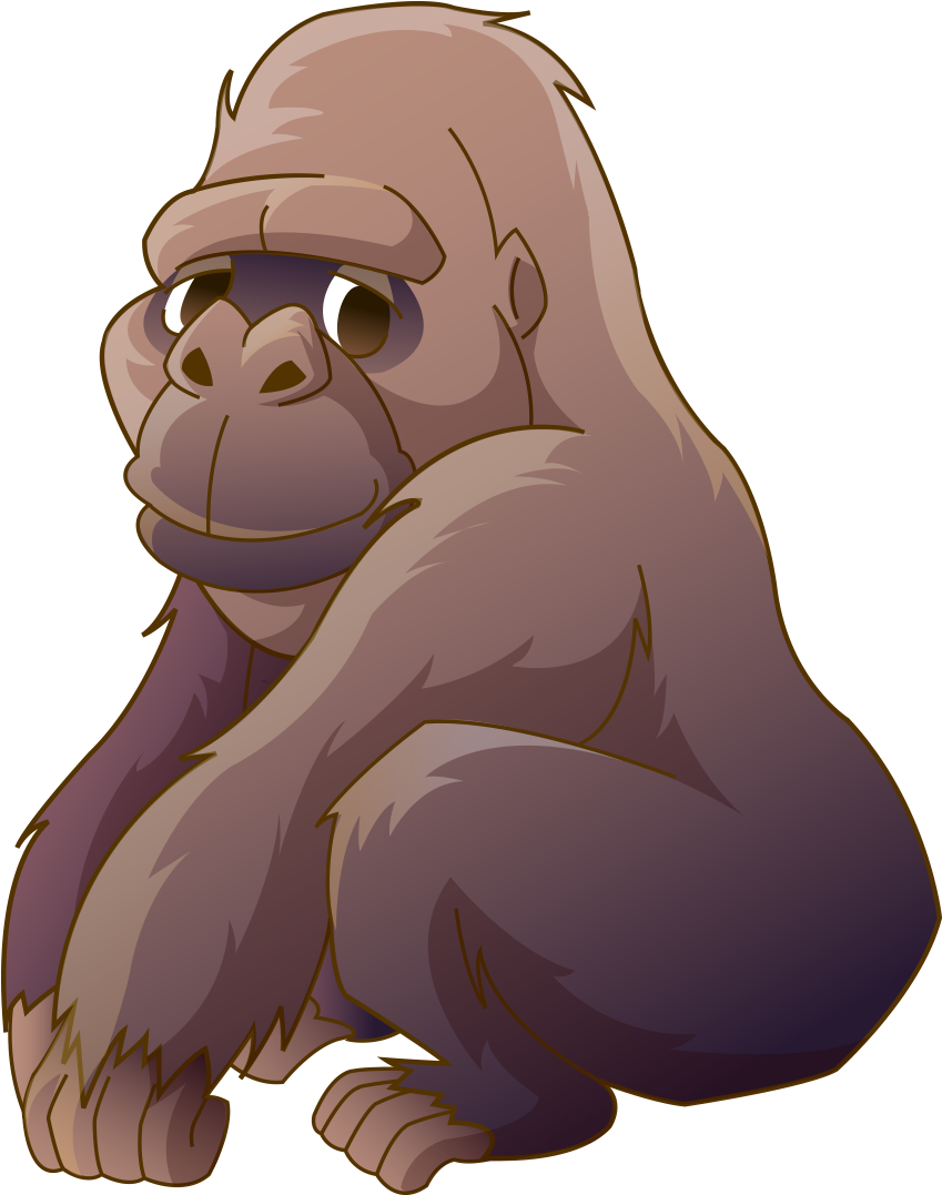 Cartoon Gorilla Sitting Down