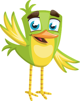 Cartoon Green Bird Character