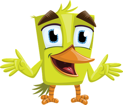 Cartoon Green Bird Character