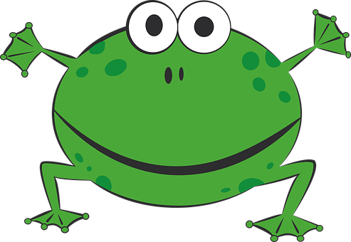 Cartoon Green Frog Smiling