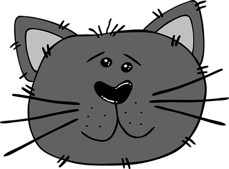 Cartoon Grey Cat Face