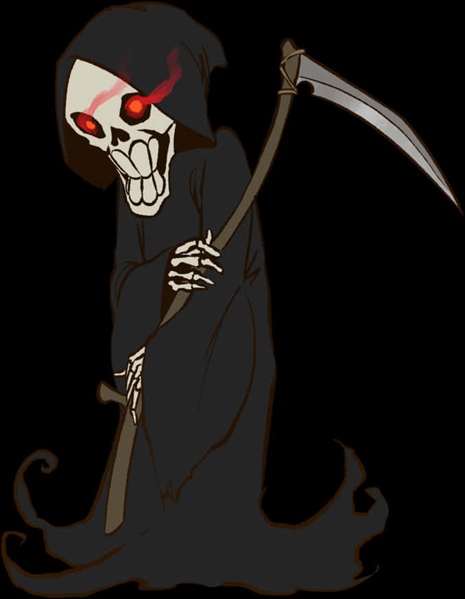 Cartoon Grim Reaper Red Eyes