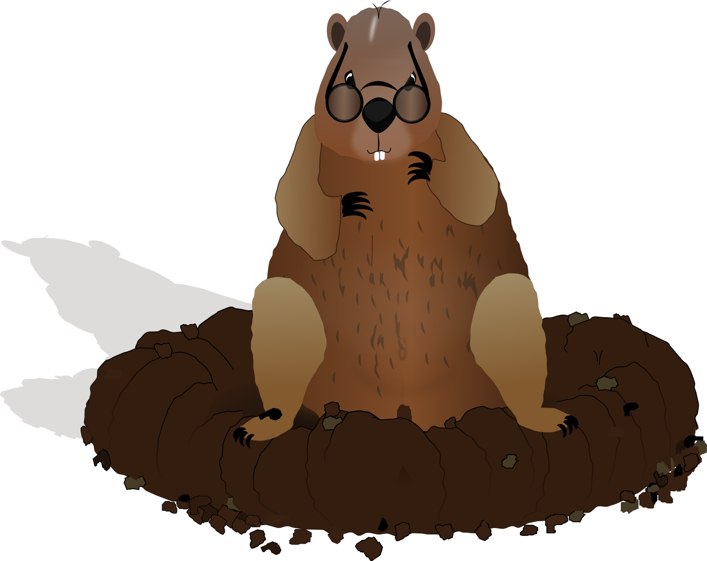 Cartoon Groundhog Emerging From Burrow