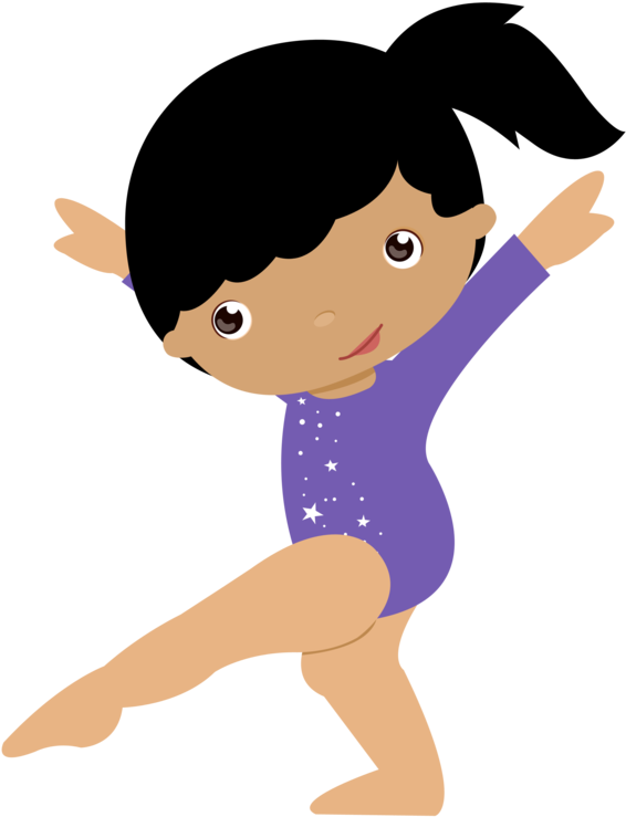 Cartoon Gymnastin Purple Leotard