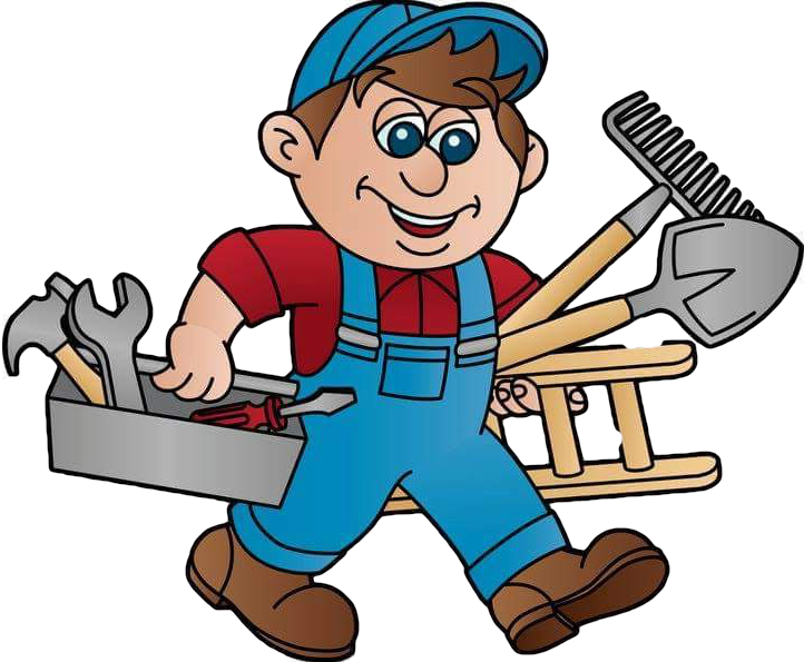 Cartoon Handyman With Tools
