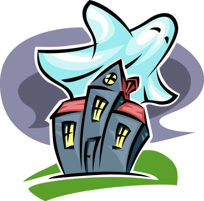 Cartoon Haunted Housewith Ghost