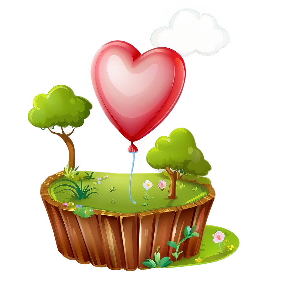 Cartoon Heart Balloon Png 06132024