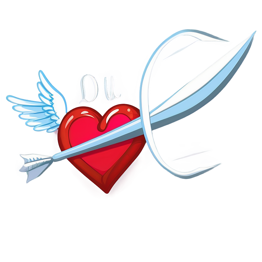 Cartoon Heart With Cupid Arrow Png Mak31