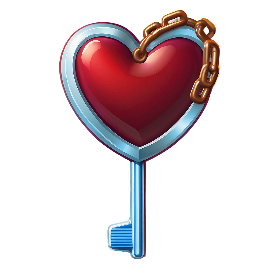 Cartoon Heart With Key Png 06132024