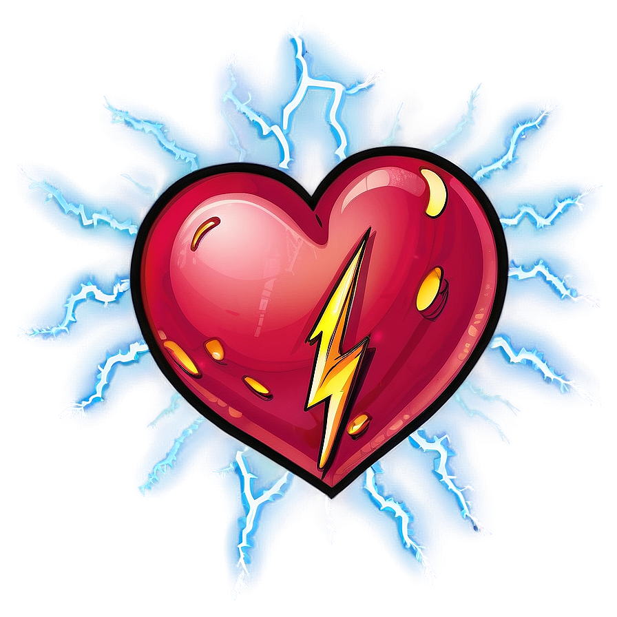 Cartoon Heart With Lightning Png 06132024