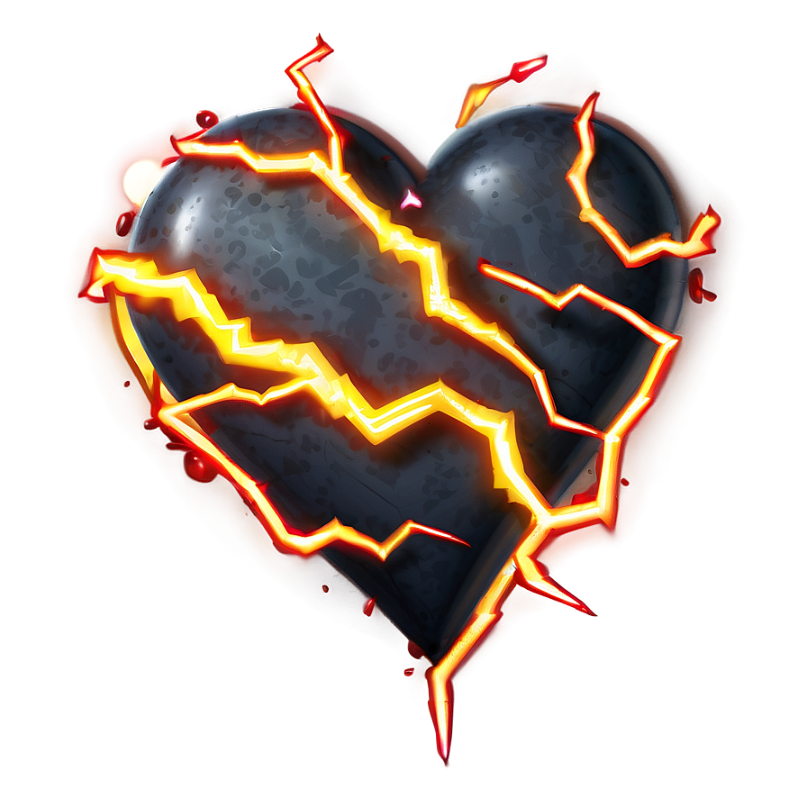 Cartoon Heart With Lightning Png Sft9