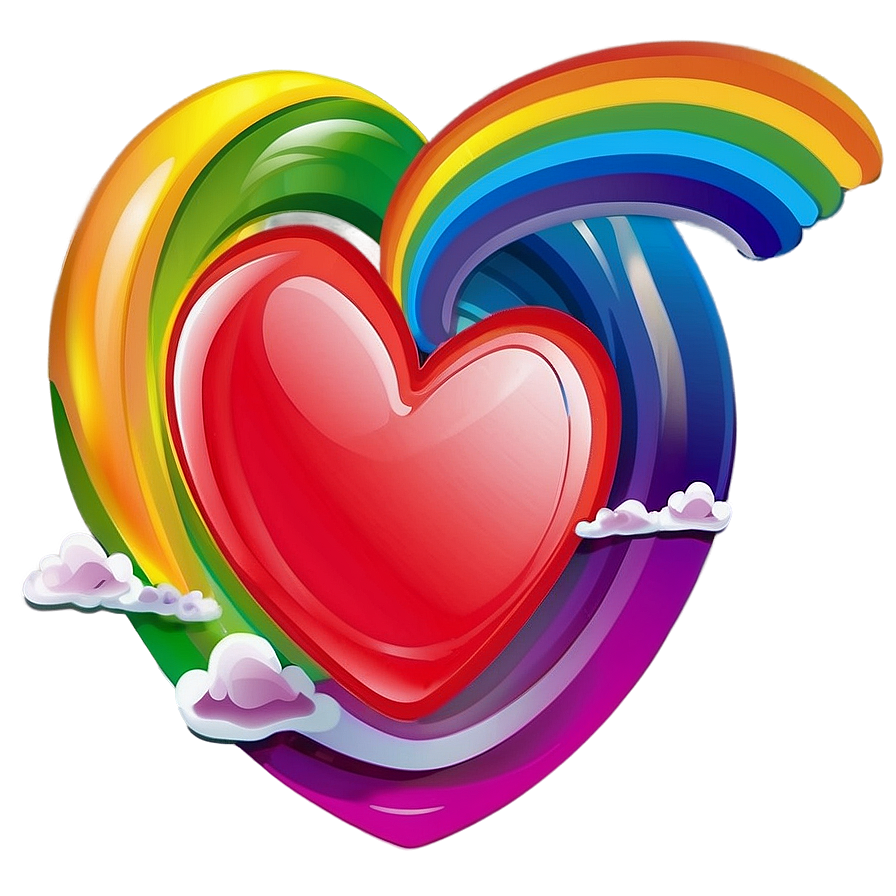 Cartoon Heart With Rainbows Png Myf