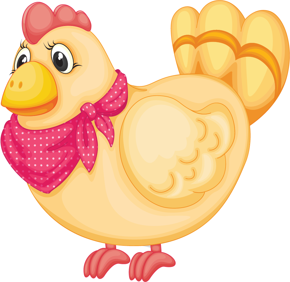 Cartoon Hen Wearing Scarf