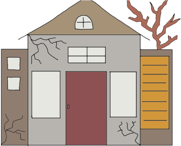 Cartoon House With Cracks Clipart