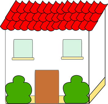 Cartoon Housewith Red Roof