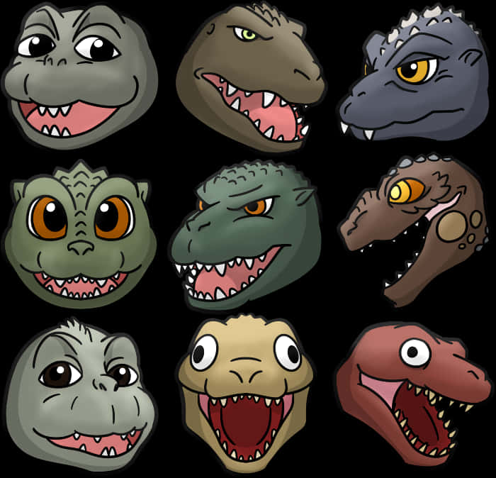 Cartoon_ Kaiju_ Heads_ Collection