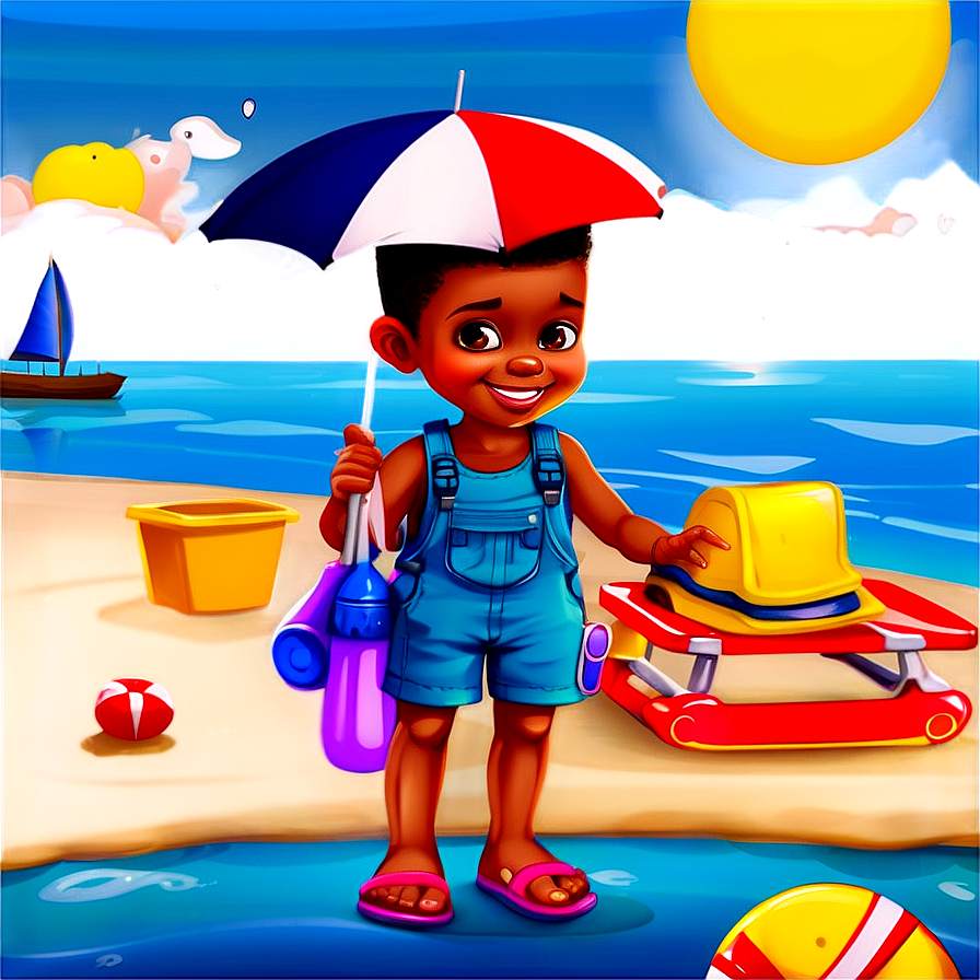 Cartoon Kid At The Beach Png Ejd43