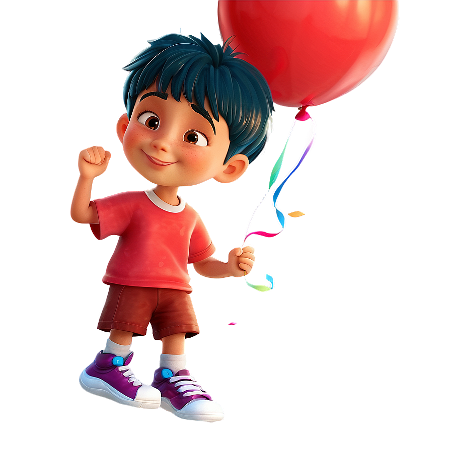 Cartoon Kid With Balloon Png 06132024