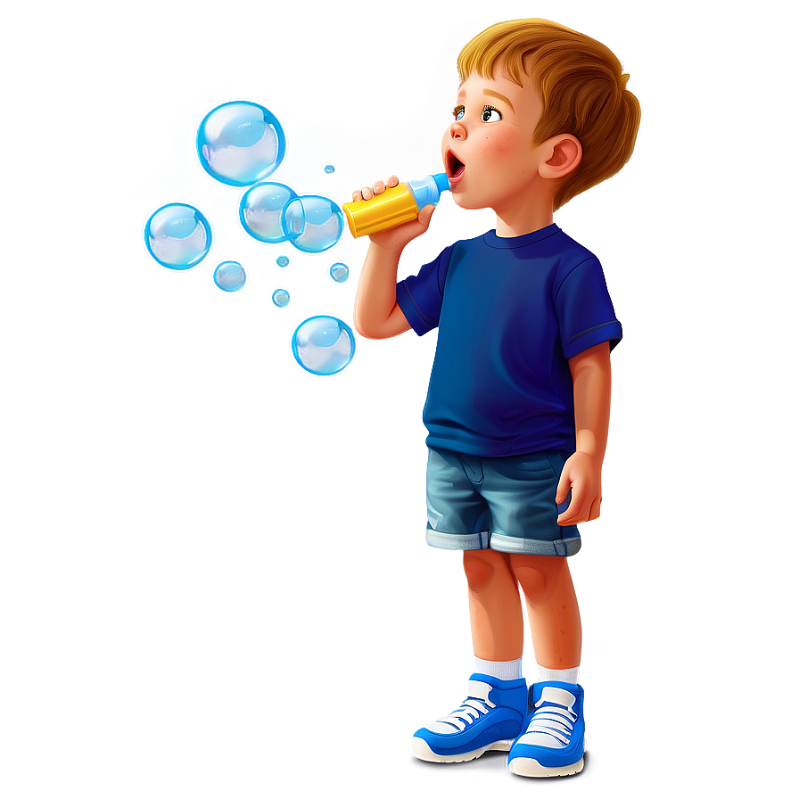 Cartoon Kid With Bubble Blower Png 18