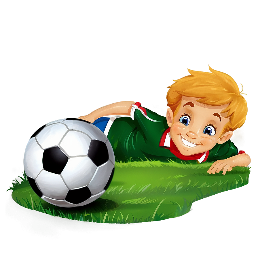 Cartoon Kid With Soccer Ball Png Eyt21