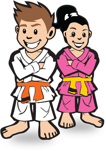 Cartoon Kidsin Martial Arts Gi