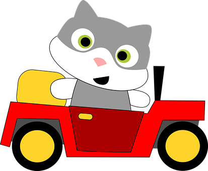 Cartoon Kitten Driving Toy Car