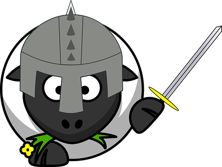 Cartoon Knight Sheep Illustration