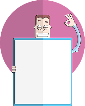 Cartoon Man Holding Blank Sign