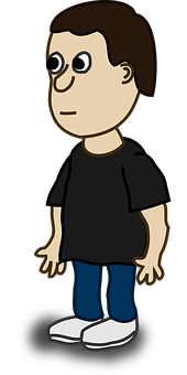 Cartoon Man Standing Black Shirt