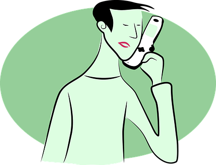 Cartoon Man Talkingon Phone