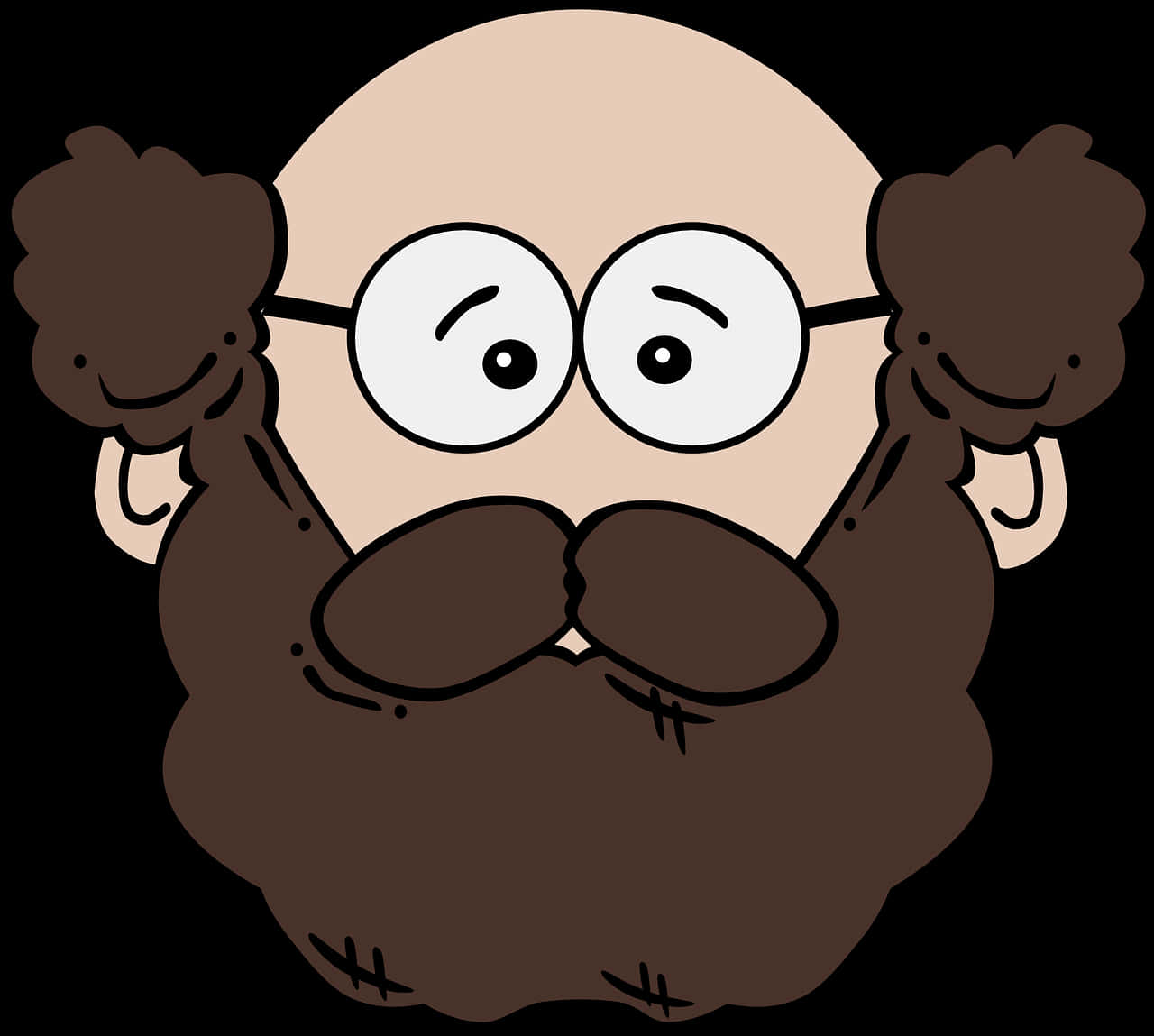 Cartoon Man With Bushy Mustacheand Beard