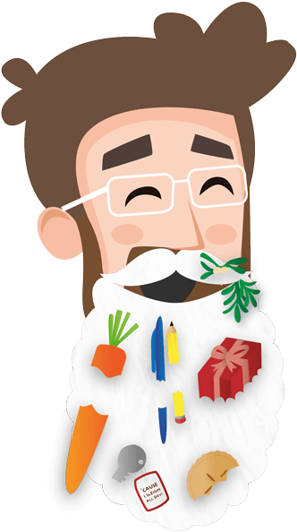 Cartoon Man With Decorated Santa Beard