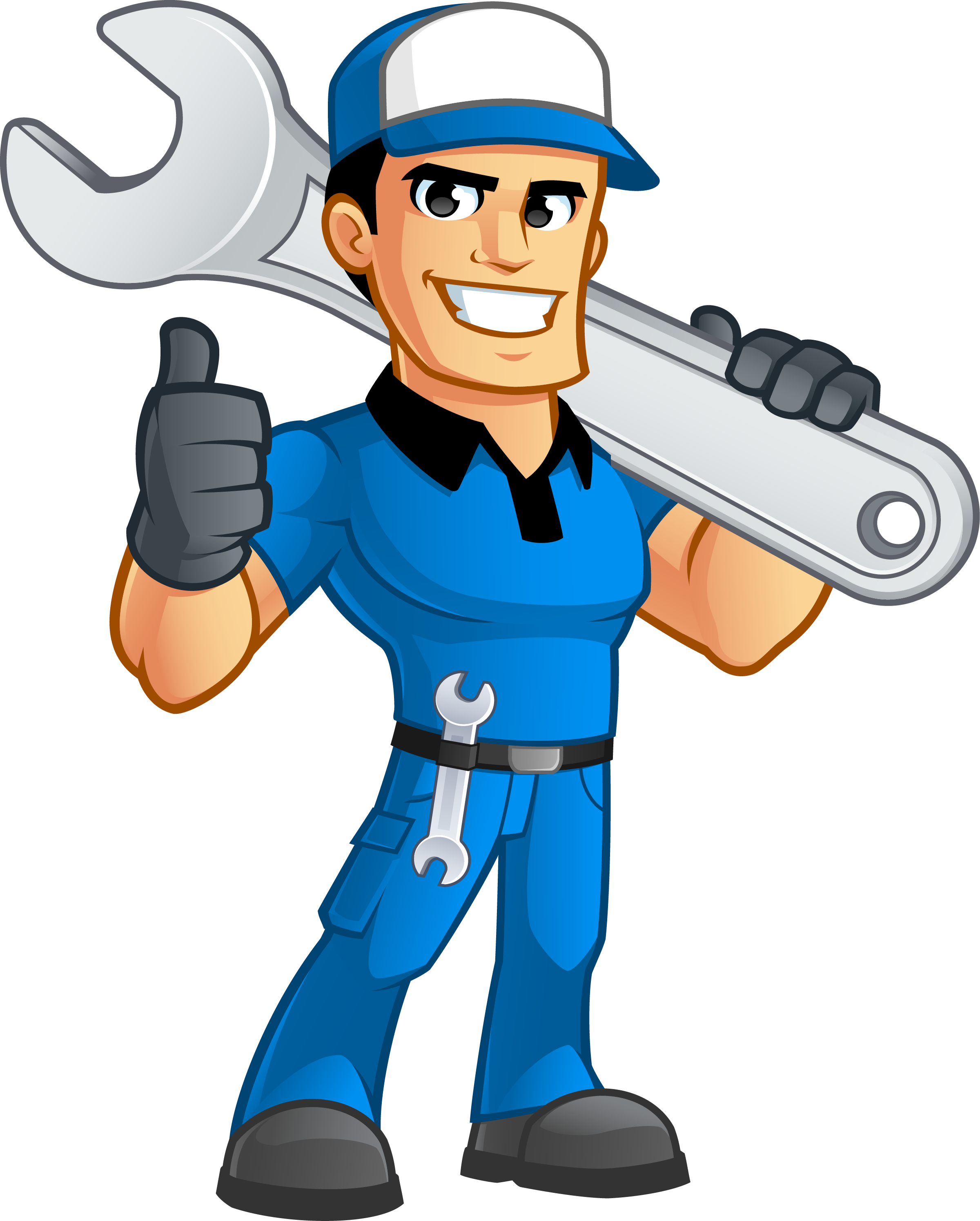 Cartoon Mechanic With Wrench