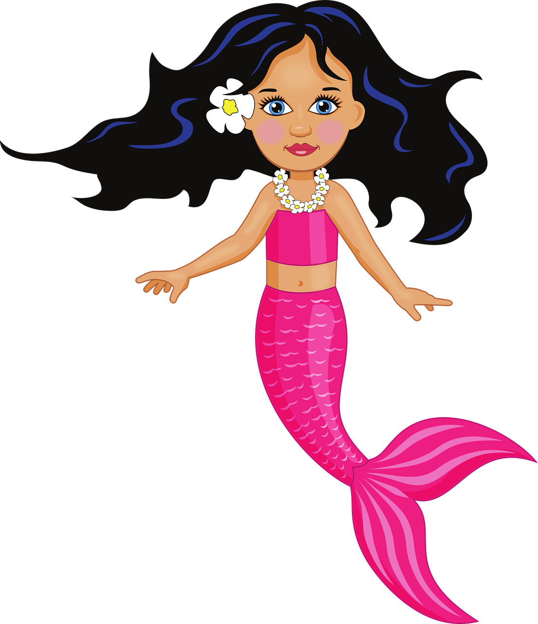 Cartoon Mermaidwith Pink Tail