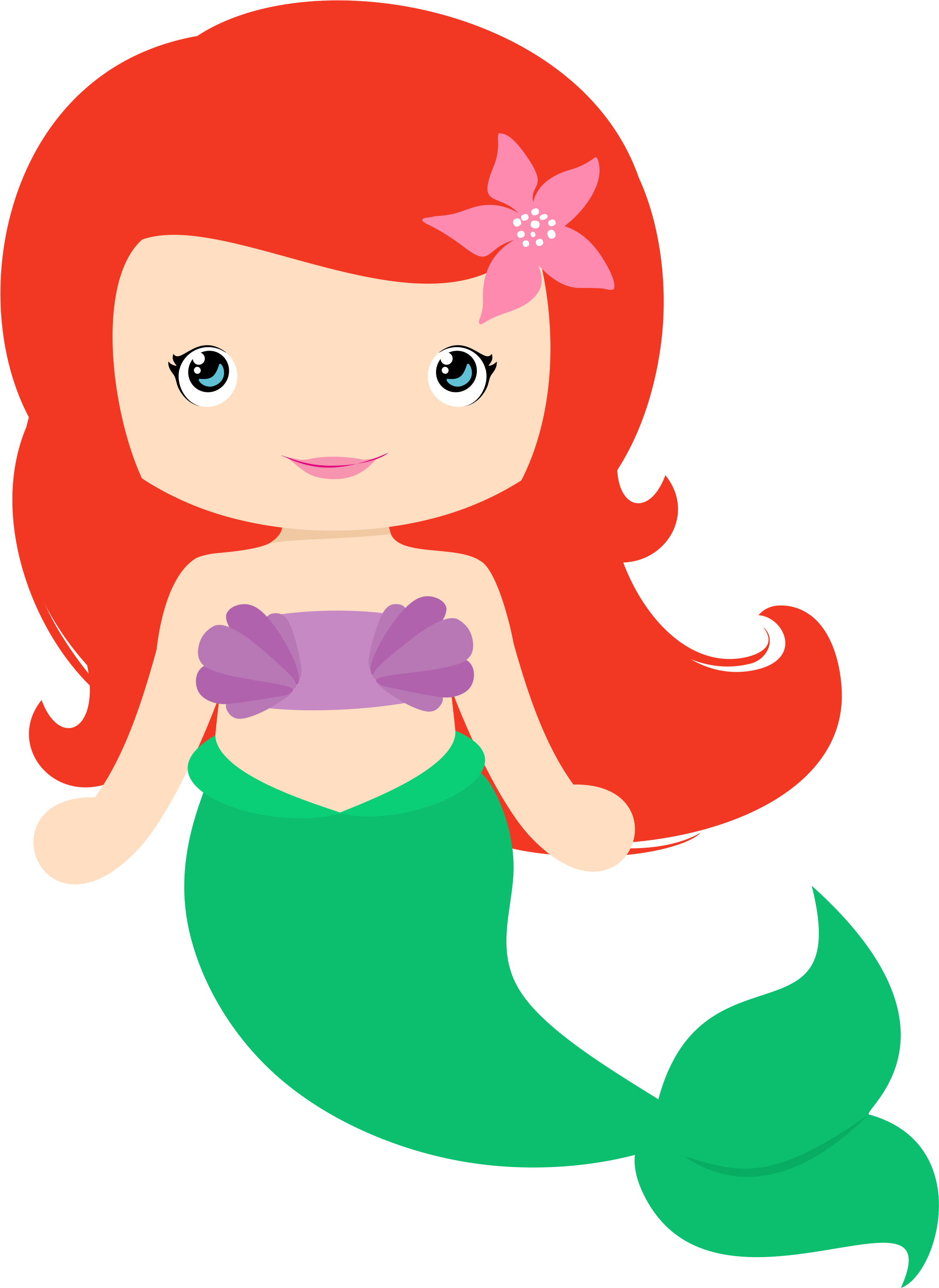 Cartoon Mermaidwith Red Hair