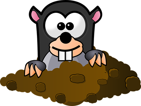 Cartoon Mole Peeking Out Of Hole