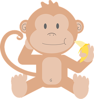 Cartoon Monkey Holding Banana
