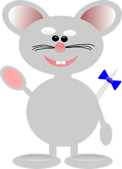 Cartoon Mouse Holding Magic Wand