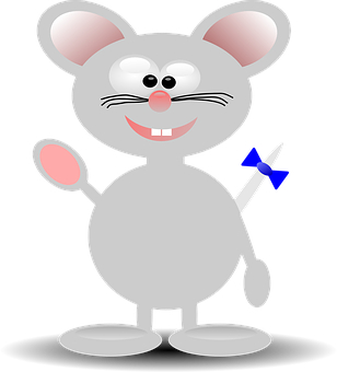 Cartoon Mouse Holding Pinwheel