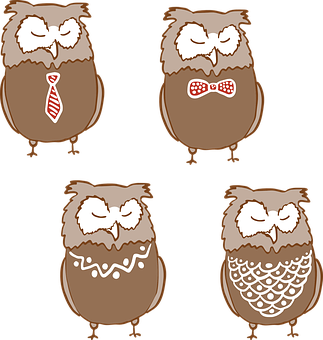 Cartoon Owlsin Different Styles