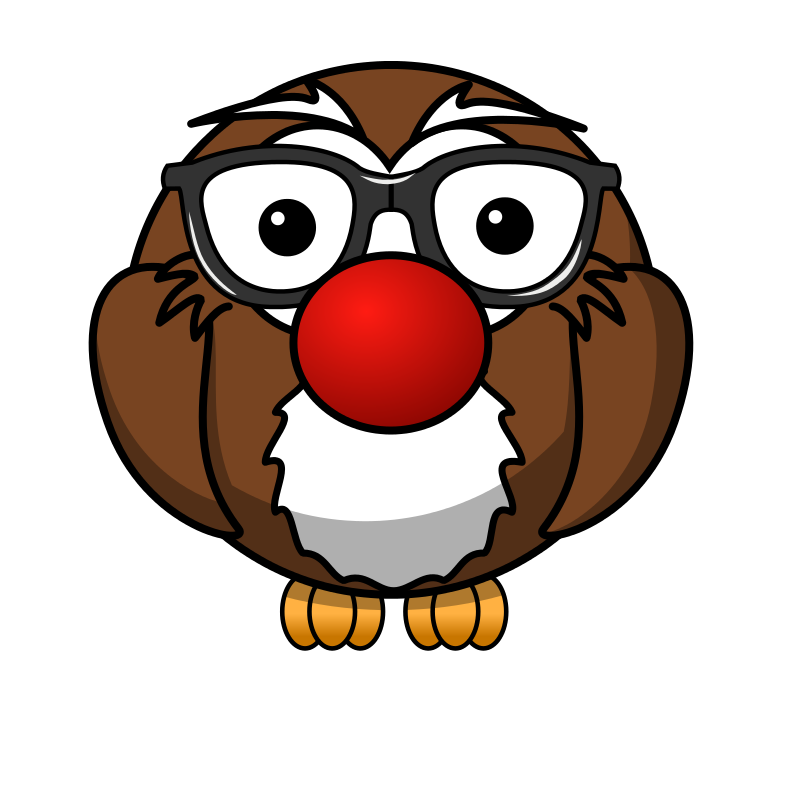 Cartoon Owlwith Glassesand Red Nose
