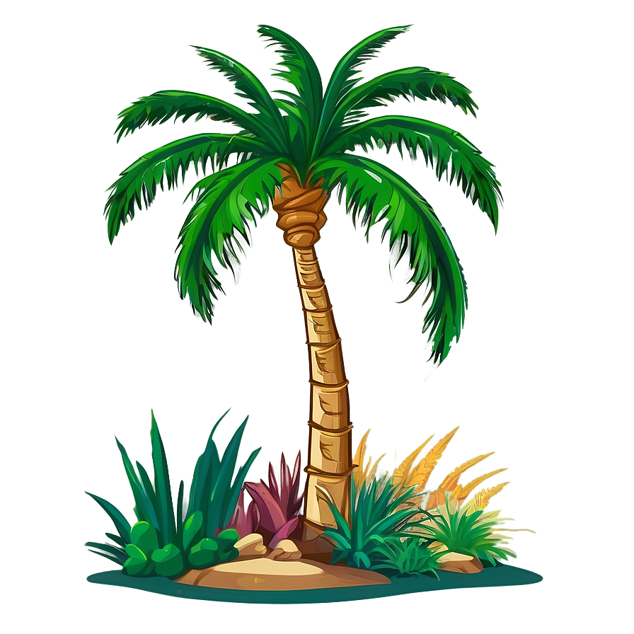 Cartoon Palm Tree Oasis Png Woq49