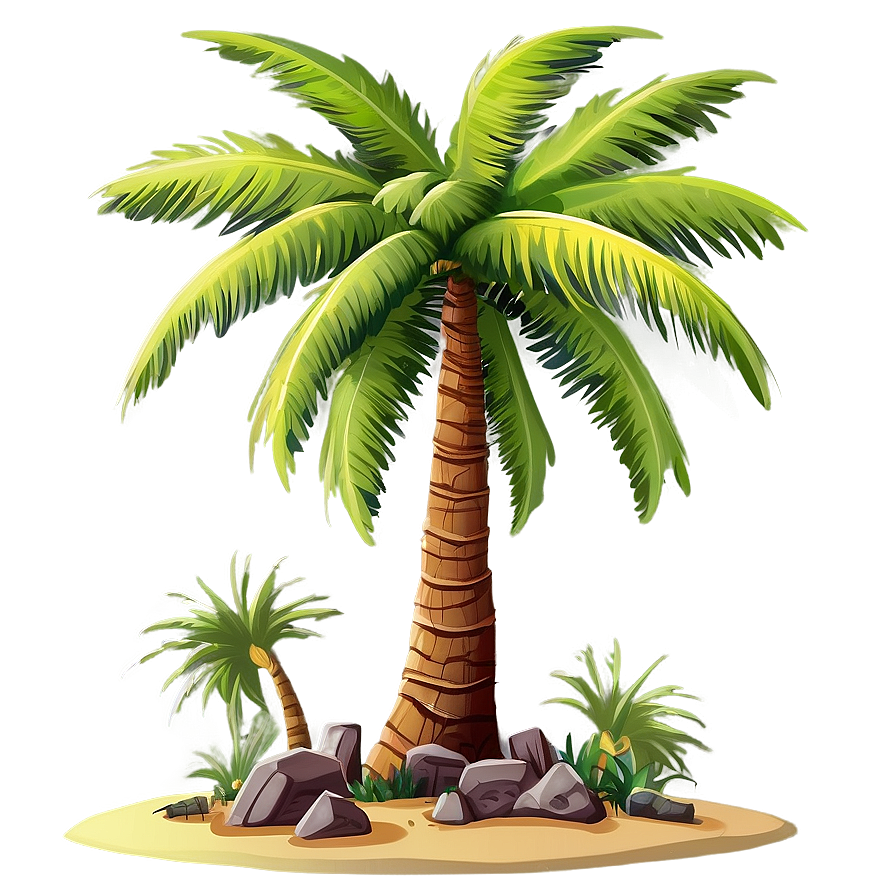 Cartoon Palm Tree On Island Png Bdl