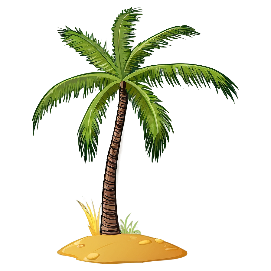 Cartoon Palm Tree On Island Png Vxk